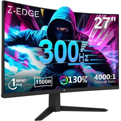 Z-EDGE Écran Gaming Incurvé 27 Fhd 300Hz Dp/240Hz Hdmi 1Ms Mprt Freesync Va 1500R 4000:1 Vesa 100X100 Noir - Publicité Z-EDGE Écran Gaming Incurvé 27 Fhd 300Hz Dp/240Hz Hdmi 1Ms Mprt Freesync Va 1500R 4000:1 Vesa 100X100 Noir - Publicité