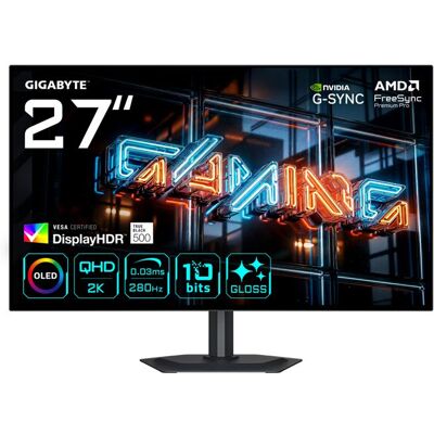 Moniteur Gaming - GIGABYTE - MO27Q28GR - 27” QHD (2560x1440) - WOLED - 280Hz Noir - Publicité Moniteur Gaming - GIGABYTE - MO27Q28GR - 27” QHD (2560x1440) - WOLED - 280Hz Noir - Publicité
