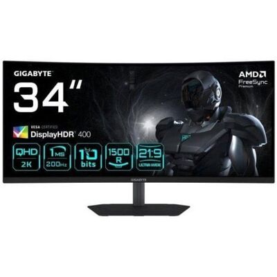 Monitor Gigabyte G34WQC2 34 UltraWide Quad HD 200Hz VA Curvo FreeSync Premium DisplayHDR 400 1ms Noir - Publicité Monitor Gigabyte G34WQC2 34 UltraWide Quad HD 200Hz VA Curvo FreeSync Premium DisplayHDR 400 1ms Noir - Publicité