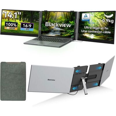 Blackview DCM6 Pro Extension Écran PC Portable 14 IPS FHD 1080P Triple Moniteur Ultra-Fin Protection Oculaire pour 13-173 Gris - Publicité Blackview DCM6 Pro Extension Écran PC Portable 14 IPS FHD 1080P Triple Moniteur Ultra-Fin Protection Oculaire pour 13-173 Gris - Publicité