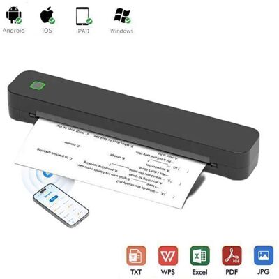 NOBRAND Imprimante thermique Bluetooth A4 (210*297mm) -usb- wifi- sans encre - mini imprimante portable Noir - Publicité NOBRAND Imprimante thermique Bluetooth A4 (210*297mm) -usb- wifi- sans encre - mini imprimante portable Noir - Publicité