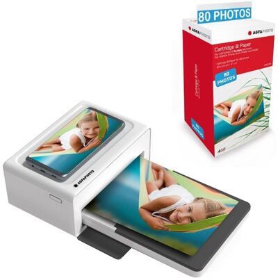 AGFAPHOTO Pack Imprimante Realipix Moments + Cartouche 80 photos 10x15 cm - 4Pass Sublimation Thermique - Bluetooth - Blanc Blanc - Publicité AGFAPHOTO Pack Imprimante Realipix Moments + Cartouche 80 photos 10x15 cm - 4Pass Sublimation Thermique - Bluetooth - Blanc Blanc - Publicité
