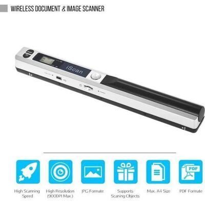 YYV Shunli-Portable Sans fil Document Scanner A4 900DPI JPGPDF Format LCD Affichage avec Sac pour Bureau cole ArgentCD - Publicité YYV Shunli-Portable Sans fil Document Scanner A4 900DPI JPGPDF Format LCD Affichage avec Sac pour Bureau cole ArgentCD - Publicité