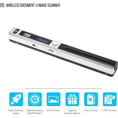 TOMTOP Portable Sans fil Document Scanner A4 900DPI JPG/PDF Format LCD Affichage avec Sac pour Bureau École Argent(CD) - Publicité TOMTOP Portable Sans fil Document Scanner A4 900DPI JPG/PDF Format LCD Affichage avec Sac pour Bureau École Argent(CD) - Publicité