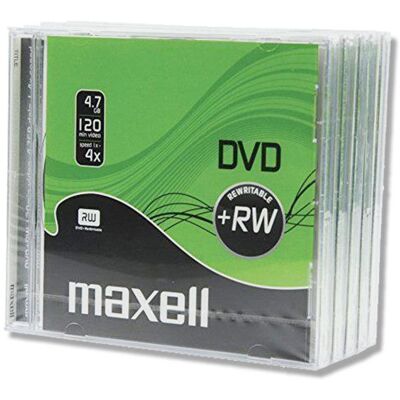 DVD+RW - MAXELL - Paquet de 5 - Réenregistrable 1000x - 120 minutes vidéo - 4 7 Go de données - Publicité DVD+RW - MAXELL - Paquet de 5 - Réenregistrable 1000x - 120 minutes vidéo - 4 7 Go de données - Publicité