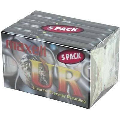 Lot de 5 cassettes audio Maxell 90 minutes - Type Normal/Ferric Position (Type I) - Publicité Lot de 5 cassettes audio Maxell 90 minutes - Type Normal/Ferric Position (Type I) - Publicité