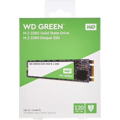 SSD Interne M.2 SATA - WD - Green - 120Go - 545MB/s - 80MB/s - Publicité SSD Interne M.2 SATA - WD - Green - 120Go - 545MB/s - 80MB/s - Publicité