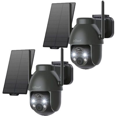IEGEEK 2pcs 3MP Camera Surveillance WiFi Exterieure sans Fil Solaire - 360° PTZ Camera Nuit Couleur PIR Détection AlarmH.265 - Publicité IEGEEK 2pcs 3MP Camera Surveillance WiFi Exterieure sans Fil Solaire - 360° PTZ Camera Nuit Couleur PIR Détection AlarmH.265 - Publicité