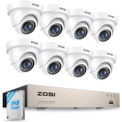 ZOSI 1080P 8CH Caméra de Surveillance Filaire 500GB 8 Caméras de Sécurité Dôme Intérieur/Extérieur Détection de Personnes/Véhicules - Publicité ZOSI 1080P 8CH Caméra de Surveillance Filaire 500GB 8 Caméras de Sécurité Dôme Intérieur/Extérieur Détection de Personnes/Véhicules - Publicité