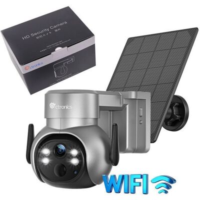 Ctronics 2K Caméra de surveillance solaire WiFi Détection humaine PIR Vision Nocturne Couleur Audio Bidirectionnel IP66 - Publicité Ctronics 2K Caméra de surveillance solaire WiFi Détection humaine PIR Vision Nocturne Couleur Audio Bidirectionnel IP66 - Publicité