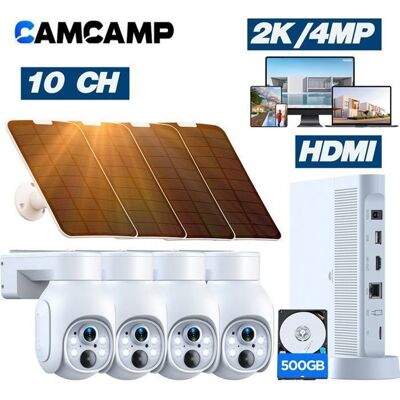 CAMCAMP Caméra Surveillance Wifi Extérieure 4MP Sans Fil Solaire Kit 4pcs Caméra Spotlight Zoom 5X Vision Nocturne Couleur - Publicité CAMCAMP Caméra Surveillance Wifi Extérieure 4MP Sans Fil Solaire Kit 4pcs Caméra Spotlight Zoom 5X Vision Nocturne Couleur - Publicité
