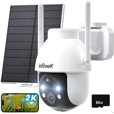 IEGEEK Camera Surveillance WiFi Solaire - 2K Exterieure sans Fil 360° PTZ Vision Nocturne CouleurPIR Audio Bidirectionnel avec 64go - Publicité IEGEEK Camera Surveillance WiFi Solaire - 2K Exterieure sans Fil 360° PTZ Vision Nocturne CouleurPIR Audio Bidirectionnel avec 64go - Publicité