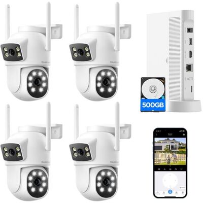 Kit Caméra de Surveillance Extérieur WiFi sans fil CAMCAMP 10CH NVR + 4 Caméras 360° PTZ Détection Humaine Vision Nocturne - Publicité Kit Caméra de Surveillance Extérieur WiFi sans fil CAMCAMP 10CH NVR + 4 Caméras 360° PTZ Détection Humaine Vision Nocturne - Publicité