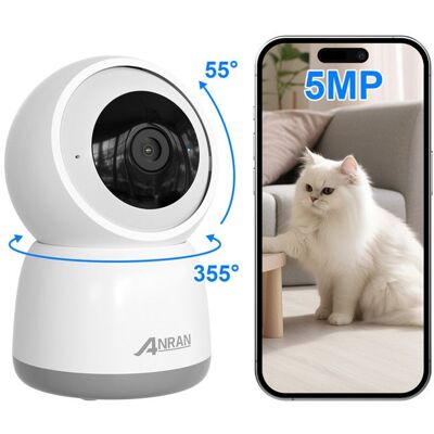 Caméra de Surveillance WiFi intérieure 4K 5MP UHD 360° - ANRAN - Détection de Mouvement-Suivi automatique- pour bébé ou animaux - Publicité Caméra de Surveillance WiFi intérieure 4K 5MP UHD 360° - ANRAN - Détection de Mouvement-Suivi automatique- pour bébé ou animaux - Publicité
