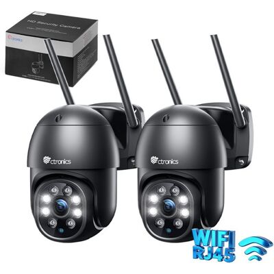 Ctronics Lot de 2 Caméra Surveillance 2K 4MP WiFi Extérieure 30M Détection Humaine Suivi Auto Audio Bidirectionnel - Publicité Ctronics Lot de 2 Caméra Surveillance 2K 4MP WiFi Extérieure 30M Détection Humaine Suivi Auto Audio Bidirectionnel - Publicité