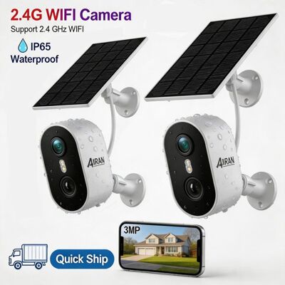 Caméras de sécurité sans fil 2K pour intérieur/extérieur - Pack de 2 - Publicité Caméras de sécurité sans fil 2K pour intérieur/extérieur - Pack de 2 - Publicité