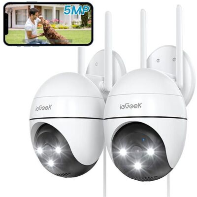 2PCS ieGeek 5MP 360° Camera Surveillance WiFi Extérieure PTZ Caméra avec 24/7 Enregistrement Vision Nocturne CouleurPIR - Publicité 2PCS ieGeek 5MP 360° Camera Surveillance WiFi Extérieure PTZ Caméra avec 24/7 Enregistrement Vision Nocturne CouleurPIR - Publicité