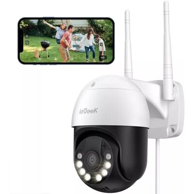 IEGEEK 1080P Caméra de surveillance extérieure Wi-Fi PTZ 355°/90° IP66 Alarme vision nocturne Détection de mouvement Enregistrement 24/7 - Publicité IEGEEK 1080P Caméra de surveillance extérieure Wi-Fi PTZ 355°/90° IP66 Alarme vision nocturne Détection de mouvement Enregistrement 24/7 - Publicité
