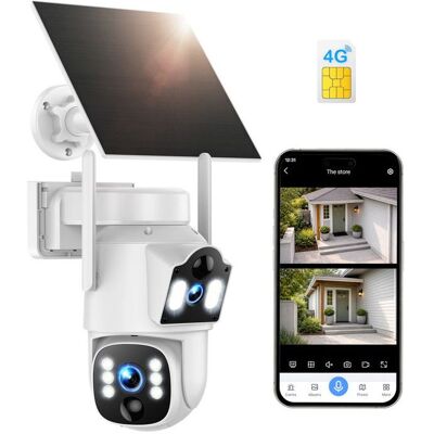 CAMCAMP Caméra de surveillance solaire 4G sans fil Double Objectif 1080P 360° PTZ Suivi Auto SIM/APP - Publicité CAMCAMP Caméra de surveillance solaire 4G sans fil Double Objectif 1080P 360° PTZ Suivi Auto SIM/APP - Publicité