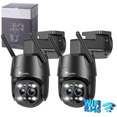 Caméra de sécurité - Ctronics - Lot de 2 - 4MP - Zoom 6X - WiFi 24/5GHz - IP66 - Publicité Caméra de sécurité - Ctronics - Lot de 2 - 4MP - Zoom 6X - WiFi 24/5GHz - IP66 - Publicité