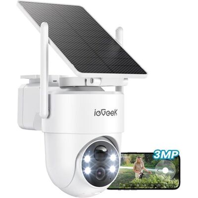 IEGEEK 3MP Caméra de Surveillance Extérieur sans Fil avec panneau solaire WiFi 360° PTZ Vision Nocturne Couleur Détection Humaine PIR - Publicité IEGEEK 3MP Caméra de Surveillance Extérieur sans Fil avec panneau solaire WiFi 360° PTZ Vision Nocturne Couleur Détection Humaine PIR - Publicité