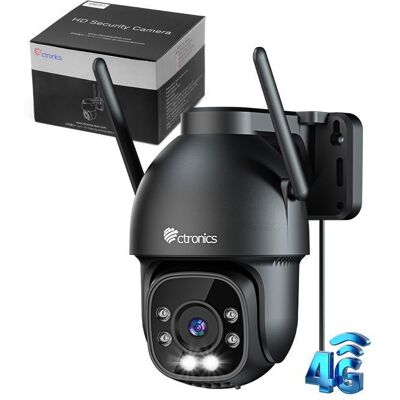 Ctronics 3G/4G LTE Caméra de Surveillance avec Carte Sim 360° PTZ Détection Humaine et Suivi Auto Vision Nocturne Couleur 30M - Publicité Ctronics 3G/4G LTE Caméra de Surveillance avec Carte Sim 360° PTZ Détection Humaine et Suivi Auto Vision Nocturne Couleur 30M - Publicité