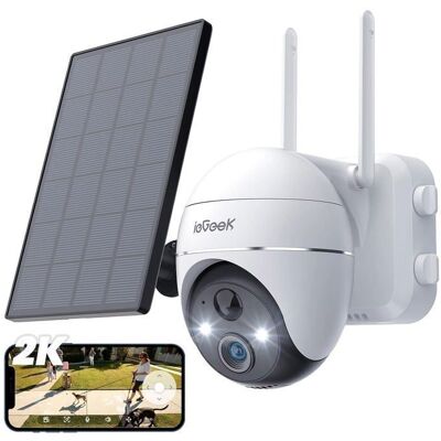 ieGeek 2K Caméra Surveillance WiFi Extérieure sans Fil Solaire Caméra Batterie Vision Nocturne PIR Sirène Audio Bidirectionnel - Publicité ieGeek 2K Caméra Surveillance WiFi Extérieure sans Fil Solaire Caméra Batterie Vision Nocturne PIR Sirène Audio Bidirectionnel - Publicité