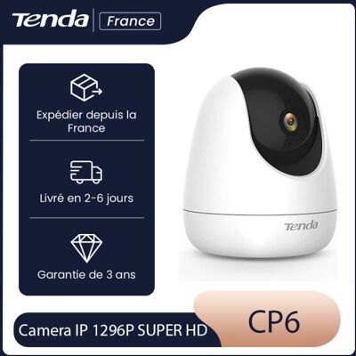 TENDA Camera IP 1296P Audio Bidirectionnel Suivi de Mouvement Vision Nocturne Infrarouge Caméra de surveillance. CP6 - Publicité TENDA Camera IP 1296P Audio Bidirectionnel Suivi de Mouvement Vision Nocturne Infrarouge Caméra de surveillance. CP6 - Publicité