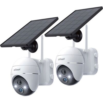 ieGeek 2PCS Caméra Surveillance 2K WiFi Extérieure sans Fil Solaire Caméra IP Batterie Vision Nocturne Couleur PIR Détection Sirène - Publicité ieGeek 2PCS Caméra Surveillance 2K WiFi Extérieure sans Fil Solaire Caméra IP Batterie Vision Nocturne Couleur PIR Détection Sirène - Publicité