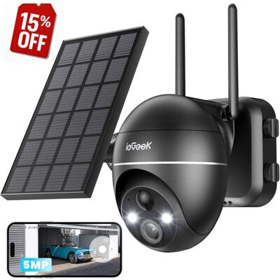 ieGeek 5MP Camera Surveillance Exterieure sans Fil Solaire WiFi Détection Humaine PIR Vision Nocturne Couleur Audio Bidirectionnel - Publicité ieGeek 5MP Camera Surveillance Exterieure sans Fil Solaire WiFi Détection Humaine PIR Vision Nocturne Couleur Audio Bidirectionnel - Publicité