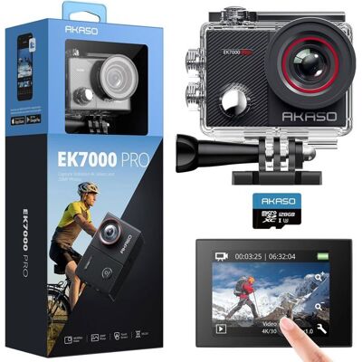 AKASO EK7000 Pro Caméra Sport 4K avec Carte MicroSDXC 128GB 20MP WiFi avec Ecran Tactile EIS Stabilisateur Étanche 40M Noir Noir - Publicité AKASO EK7000 Pro Caméra Sport 4K avec Carte MicroSDXC 128GB 20MP WiFi avec Ecran Tactile EIS Stabilisateur Étanche 40M Noir Noir - Publicité