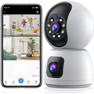 CAMCAMP Caméra Surveillance WiFi Sans Fil Interieur 2MP+2MP Double Objectif Babyphone Caméra - Publicité CAMCAMP Caméra Surveillance WiFi Sans Fil Interieur 2MP+2MP Double Objectif Babyphone Caméra - Publicité