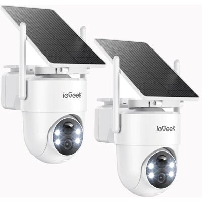 IEGEEK 2pcs 2K Camera Exterieur sans Fil Solaire avec Panneau Solaire Amovible360° PTZVision Nocturne CouleurDétection Humaine PIR - Publicité IEGEEK 2pcs 2K Camera Exterieur sans Fil Solaire avec Panneau Solaire Amovible360° PTZVision Nocturne CouleurDétection Humaine PIR - Publicité