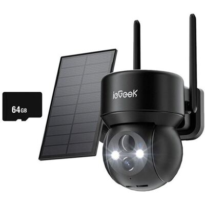ieGeek 360° 2K Camera Surveillance WiFi Extérieure sans Fil Camera Solaire Vision Nocturne Couleur PIR Détection avec 64go - Publicité ieGeek 360° 2K Camera Surveillance WiFi Extérieure sans Fil Camera Solaire Vision Nocturne Couleur PIR Détection avec 64go - Publicité