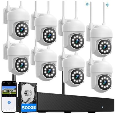 CAMCAMP Kit Caméra Surveillance Wifi Extérieur sans fil 2MP 8 caméras 16CH NVR 500GB 360° PTZ Suivi Auto Vision Nocturne Couleur - Publicité CAMCAMP Kit Caméra Surveillance Wifi Extérieur sans fil 2MP 8 caméras 16CH NVR 500GB 360° PTZ Suivi Auto Vision Nocturne Couleur - Publicité