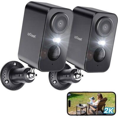ieGeek 2pcs caméra de surveillance Wi-Fi Extérieure/Intérieur sans fil 2K vision nocturne à couleurs détection de mouvement PIR - Publicité ieGeek 2pcs caméra de surveillance Wi-Fi Extérieure/Intérieur sans fil 2K vision nocturne à couleurs détection de mouvement PIR - Publicité