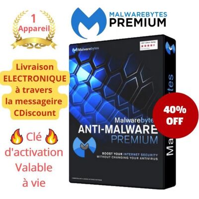 Malwarebytes Premium - PC - 1 Dispositif - 1 An - Facture Italienne - Publicité Malwarebytes Premium - PC - 1 Dispositif - 1 An - Facture Italienne - Publicité