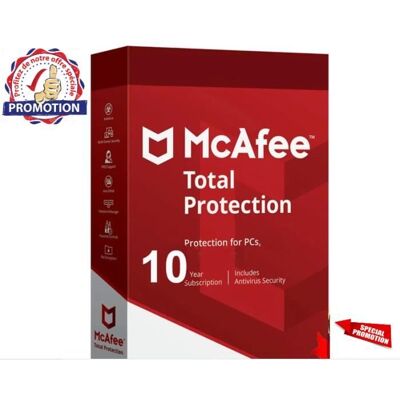 Logiciel de sécurité - MCAFEE - Total Protection 2022 - Clé GLOBALE - 1 PC - 10 ANS - Publicité Logiciel de sécurité - MCAFEE - Total Protection 2022 - Clé GLOBALE - 1 PC - 10 ANS - Publicité