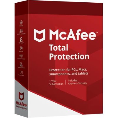 ANTIVIRUS McAfee Total Protection - MCAFEE - 1 Poste - Abonnement 1 an - PC-Mac-Android-iOS - Publicité ANTIVIRUS McAfee Total Protection - MCAFEE - 1 Poste - Abonnement 1 an - PC-Mac-Android-iOS - Publicité