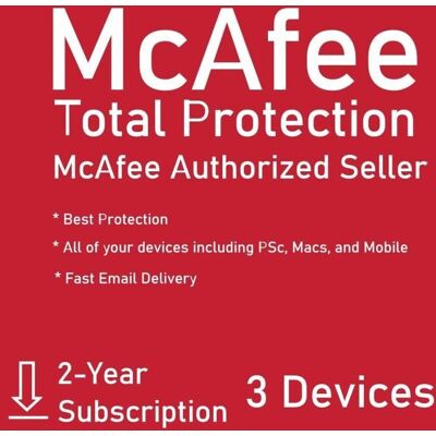 MCAFEE Total Protection 2023 - 3 Appareils - 2 Ans - PC / Mac / Android / iOS - téléchargement Blanc - Publicité MCAFEE Total Protection 2023 - 3 Appareils - 2 Ans - PC / Mac / Android / iOS - téléchargement Blanc - Publicité