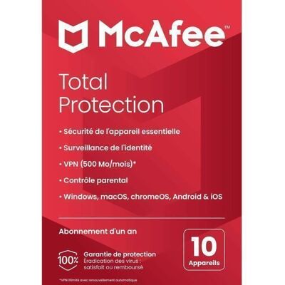 Antivirus - McAfee Total Protection 2026 - (10 Appareils - 1 An) - Version Téléchargement - Publicité Antivirus - McAfee Total Protection 2026 - (10 Appareils - 1 An) - Version Téléchargement - Publicité