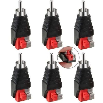 Adaptateur RCA vers haut-parleur - OKZ - 6 pièces - Phono RCA mâle - Type à ressort - Sans soudure - Vidéo audio - Publicité Adaptateur RCA vers haut-parleur - OKZ - 6 pièces - Phono RCA mâle - Type à ressort - Sans soudure - Vidéo audio - Publicité