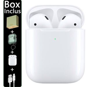 Écouteurs Apple AirPods 2 blancs avec boîtier de charge emballage cadeau Blanc - Publicité Écouteurs Apple AirPods 2 blancs avec boîtier de charge emballage cadeau Blanc - Publicité