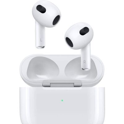 Apple AirPods 3e génération + boitier de charge- Blanc Blanc - Publicité Apple AirPods 3e génération + boitier de charge- Blanc Blanc - Publicité
