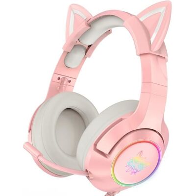 ONIKUMA Écouteurs doreille de chat Casque avec micro pour Xbox one / PS4 / PC / Nintendo Switch- Rose Rose - Publicité ONIKUMA Écouteurs doreille de chat Casque avec micro pour Xbox one / PS4 / PC / Nintendo Switch- Rose Rose - Publicité