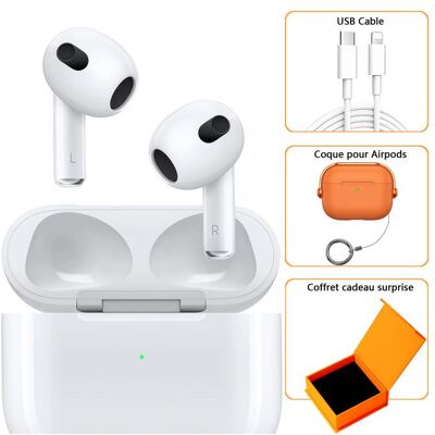Apple AirPods (3e génération) avec Boîtier de charge Lightning - Blanc - CASQUE - ECOUTEURS Blanc - Publicité Apple AirPods (3e génération) avec Boîtier de charge Lightning - Blanc - CASQUE - ECOUTEURS Blanc - Publicité