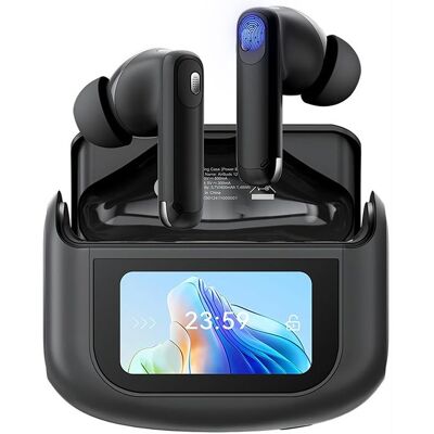 Casque sans Fil Blackview AirBuds 12 Écouteurs avec écran tactile réduction du bruit ANC/ENC IPX7 étanche - Noir Noir - Publicité Casque sans Fil Blackview AirBuds 12 Écouteurs avec écran tactile réduction du bruit ANC/ENC IPX7 étanche - Noir Noir - Publicité