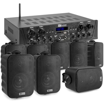 Pack Sonorisation 4 Zones - POWER DYNAMICS - 400 Watts - Bluetooth - 8 Enceintes Noires - Lecteur MP3 Radio FM Noir - Publicité Pack Sonorisation 4 Zones - POWER DYNAMICS - 400 Watts - Bluetooth - 8 Enceintes Noires - Lecteur MP3 Radio FM Noir - Publicité