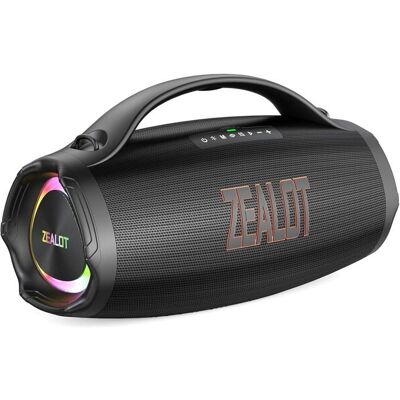 ZEALOT Enceinte Bluetooth 160W IPX6 Basses puissantes Autonomie 40h RGB USB-C AUX Carte TF Noir - Publicité ZEALOT Enceinte Bluetooth 160W IPX6 Basses puissantes Autonomie 40h RGB USB-C AUX Carte TF Noir - Publicité