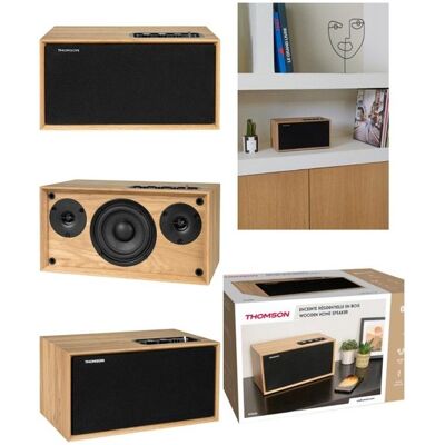 Thomson Enceinte Bluetooth - VINTAGE - WS502 - 100W - Bois - AUX 6.35mm Marron - Publicité Thomson Enceinte Bluetooth - VINTAGE - WS502 - 100W - Bois - AUX 6.35mm Marron - Publicité